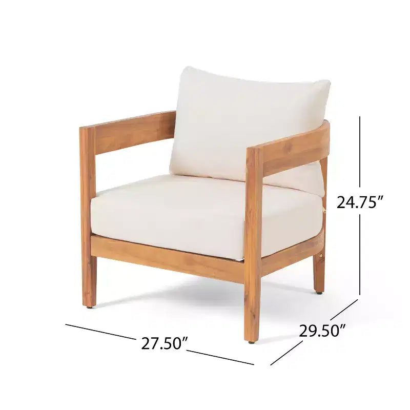 Set da conversazione da patio Christopher Knight Home Safira, 5 pezzi, in legno rustico di acacia con cuscini spessi
