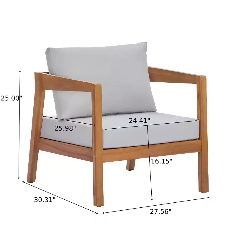 ModernLuxe Gartenmöbel-Set aus Akazienholz mit 4/5 Teilen, Outdoor-Sitzgruppe mit Couchtisch für Veranda/Garten/Balkon