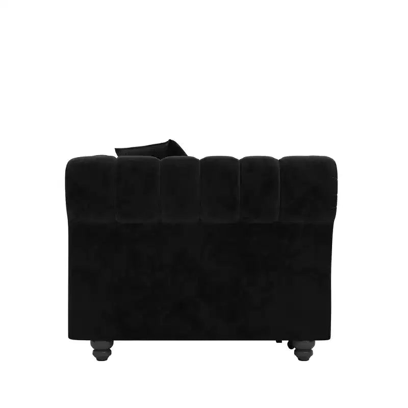 Canapé-lit convertible 3-en-1 Whisen en velours, format king size, avec pouf mobile, design capitonné