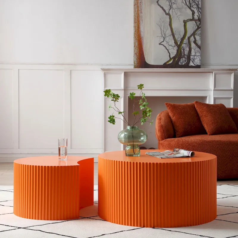 Set di tavolini rotondi da salotto impilabili, stile glam moderno (set da 2), non assemblato