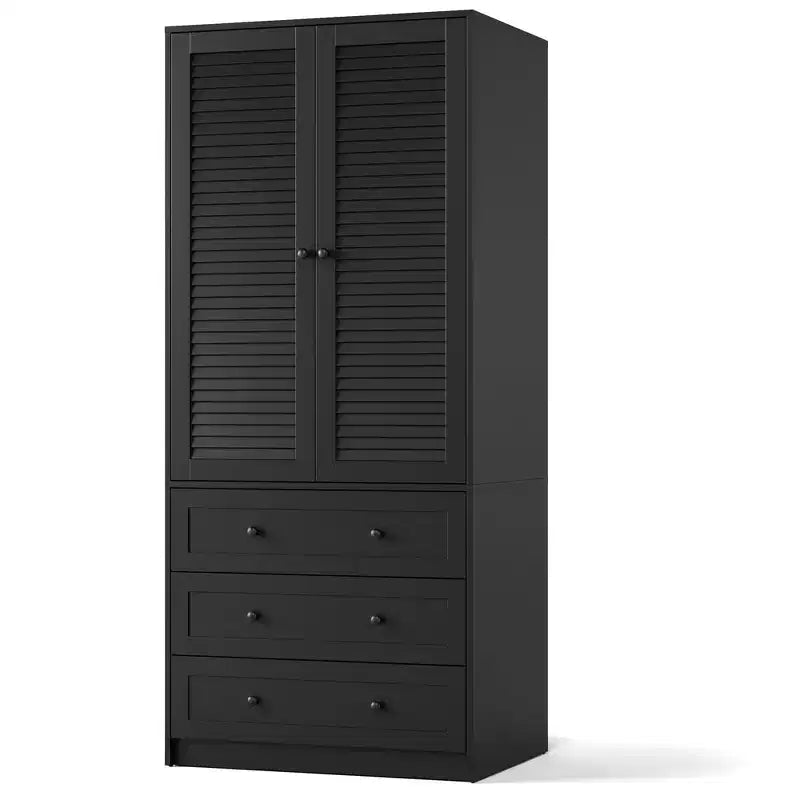 Armoire COZONY avec 3 tiroirs et 2 portes, armoire moderne en bois pour chambre, armoire blanche autoportante robuste