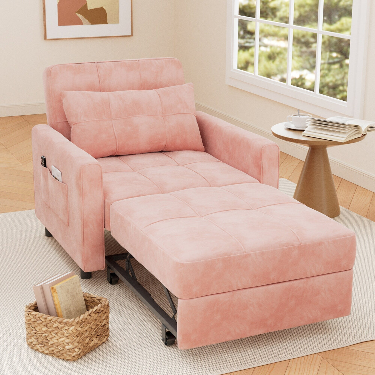 Canapé-lit convertible 3 en 1 avec réglage ajustable, fauteuil-canapé avec lit escamotable, lit pliant convertible pour le salon
