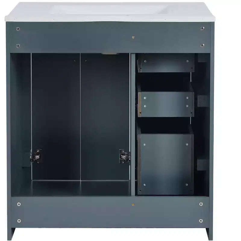 Badkamermeubel van 30 inch met enkele wastafel, kast en 3 laden - zwart / blauw / groen / indigo / wit