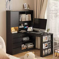 Hoekbureau van 46 inch in L-vorm met boekenplank en lades