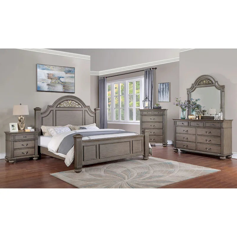 Vame set tradizionale da 2 pezzi con cassettiera a 9 cassetti e specchio, di Furniture of America