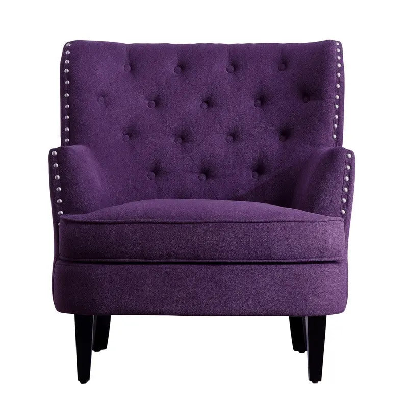 Moser Bay Mignon fluwelen/linnen fauteuil met knopen en hoge rugleuning, 30 breed