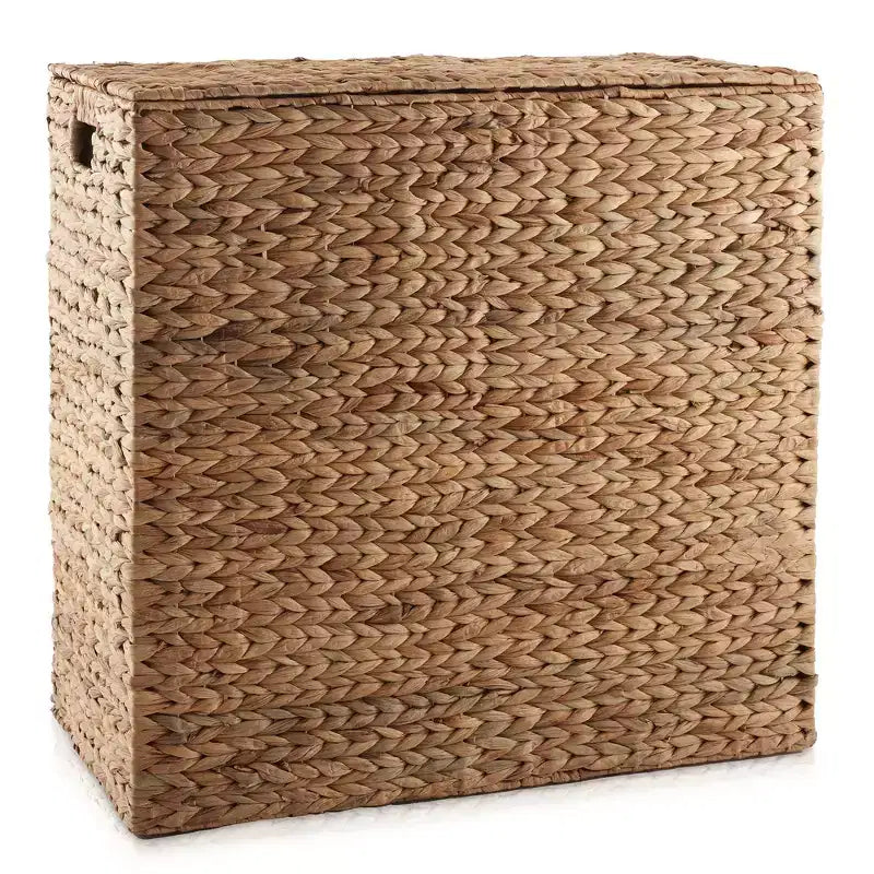 Panier à linge Casafield à 2 compartiments avec couvercle et sacs doublure amovibles, panier de tri tressé en jacinthe d’eau pour vêtements