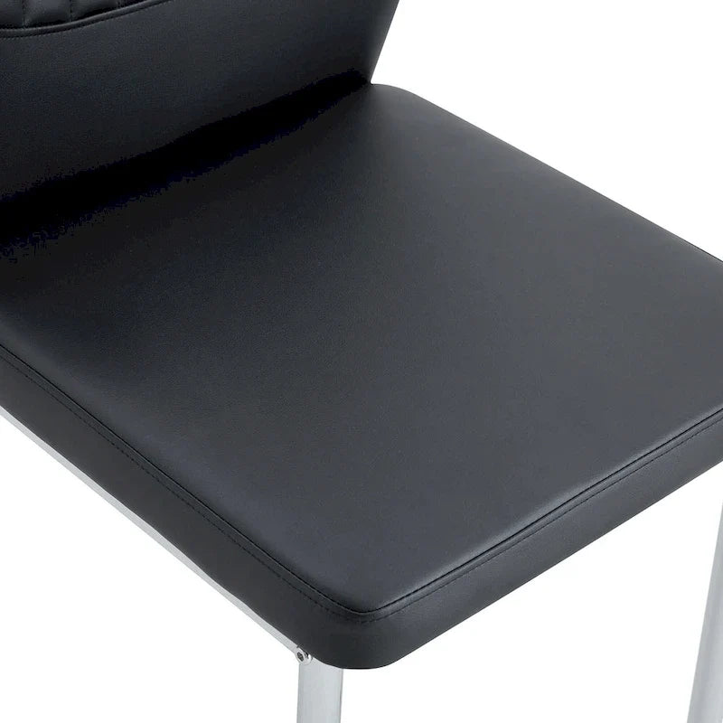 Ensemble de 6 chaises simples et élégantes, chaises de salle à manger en PU haute résilience avec pieds en métal argenté, chaises d'appoint sans accoudoirs pour la cuisine