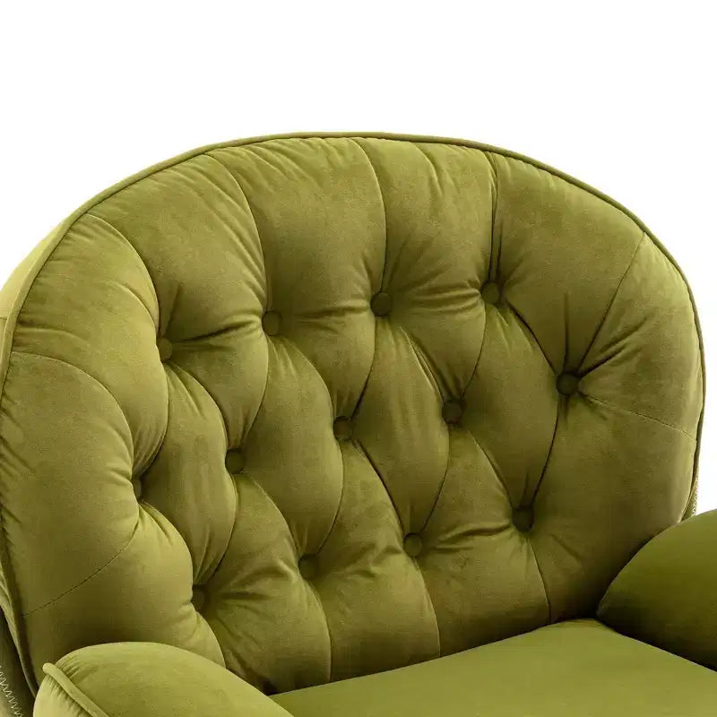 Okak Samt-Sessel mit Hocker, moderner Sessel ohne Armlehnen im Mid-Century-Stil, bequemer, weicher Sessel zum Fernsehen und Spielen