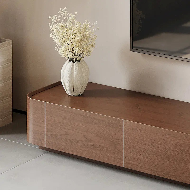 Mobile porta TV moderno in stile mid-century, con 4-6 cassetti, in legno massello marrone