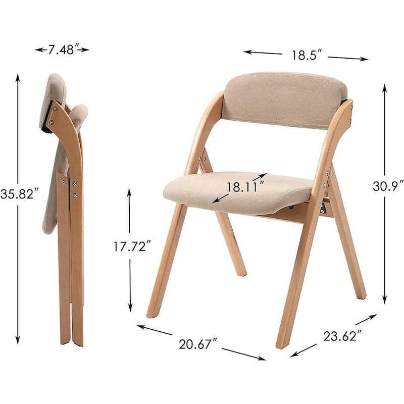 Chaises pliantes empilables en bois pour salle à manger avec assise rembourrée (lot de 4)