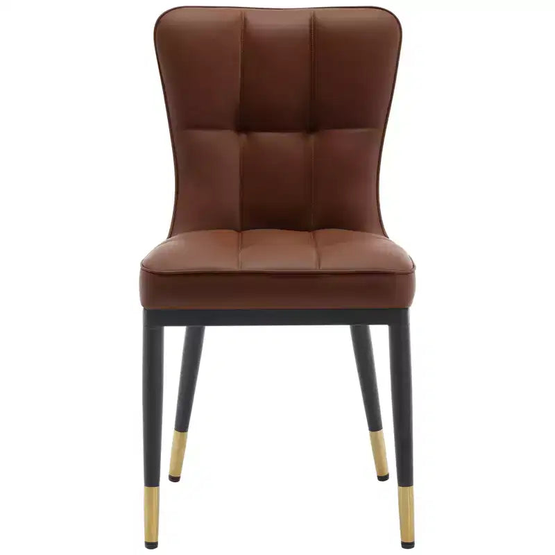 Bekrvio eetkamerstoelen set van 6, moderne gestoffeerde zitting van imitatieleer met hoge rugleuning, metalen poten, keukenstoelen zonder armleuningen voor woon- en eetkamer