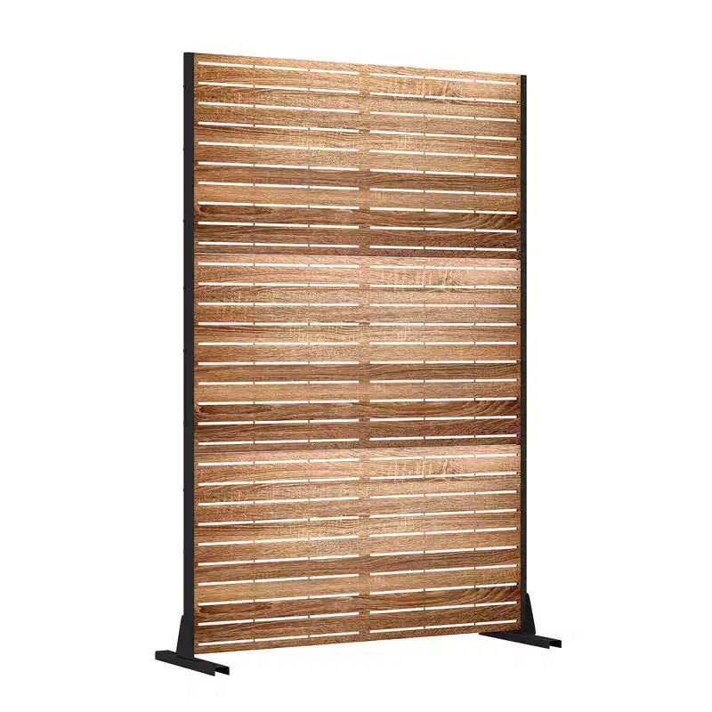 MAYEERTY kamerscherm van 72 inch met gegalvaniseerd frame, houtnerf, privacyscherm voor tuin en terras, beige