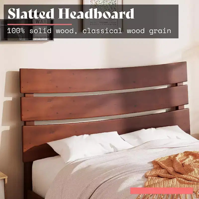 Struttura letto in legno massello con testiera, senza necessità di rete a molle