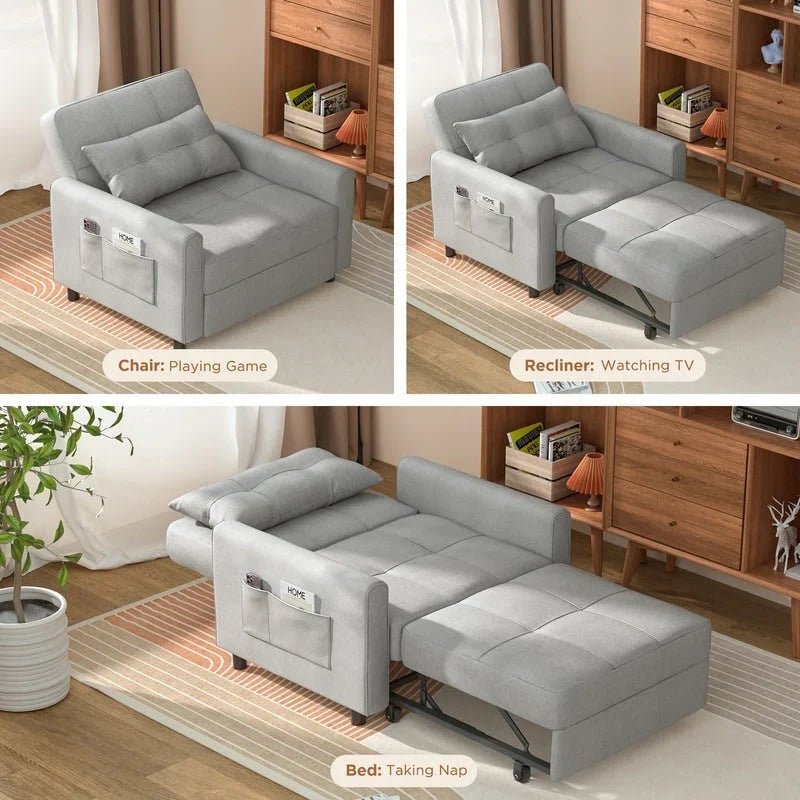 Divano letto trasformabile 3 in 1 con schienale regolabile, poltrona-divano estraibile, letto pieghevole convertibile per soggiorno