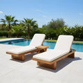 Set da esterno Christopher Knight Home Wino da 3 pezzi in legno di acacia e rattan, con lettino prendisole, cuscino e tavolino a doghe