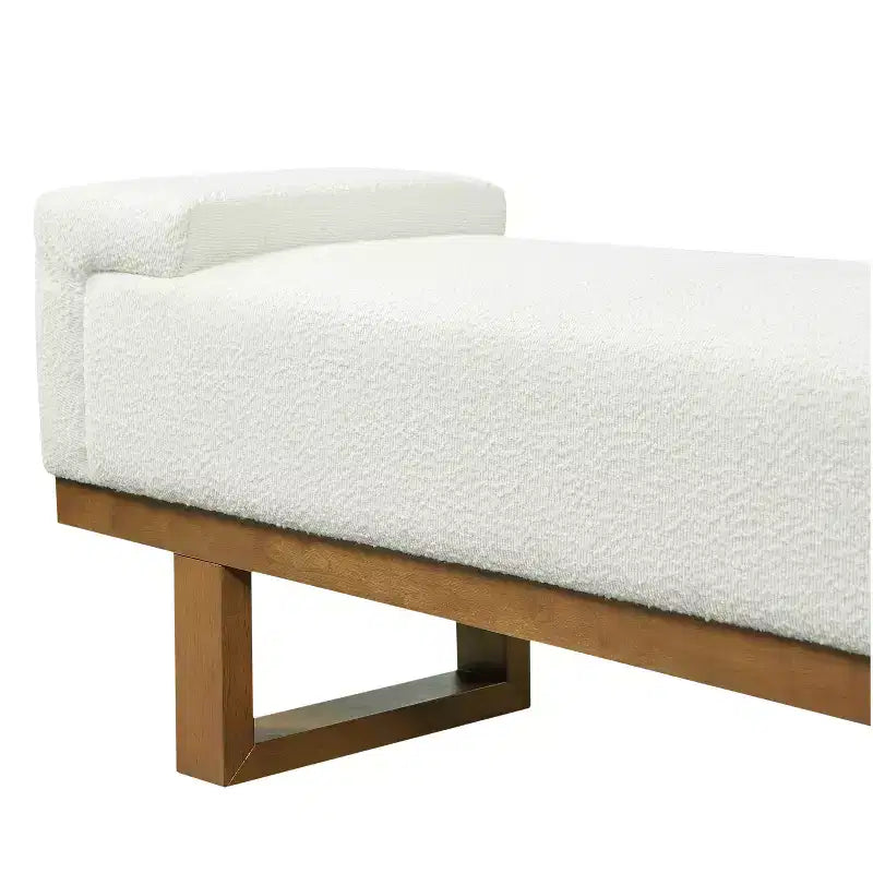 Christopher Knight Home Paulina moderne bank van rubberhout, bekleed met bouclé