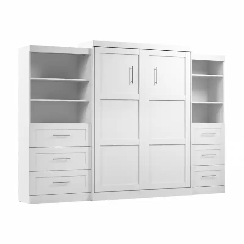 Wandbed met twee stellingkasten met laden, wandbed van 126 inch