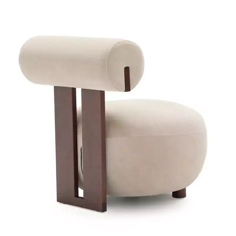 Fauteuil d'appoint sculptural moderne Christopher Knight Home Chariya en hévéa, revêtement en velours et dossier cylindrique