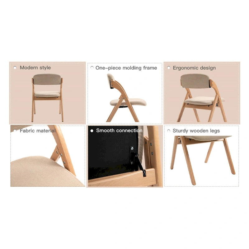 Chaises pliantes empilables en bois pour salle à manger avec assise rembourrée (lot de 4)