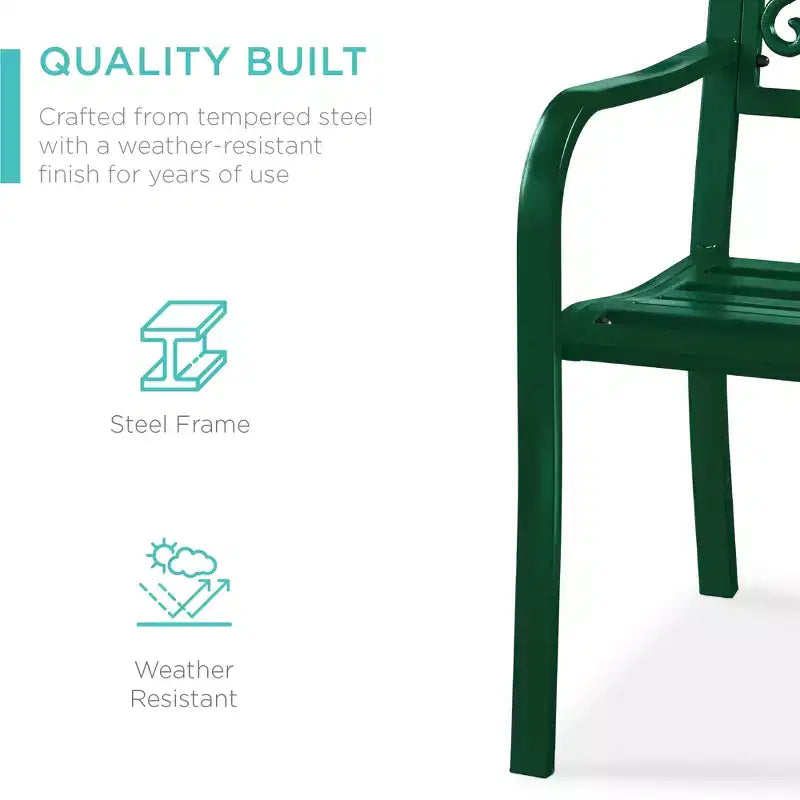 Best Choice Products Gartenbank aus Stahl für Terrasse und Veranda mit floral gestaltetem Rückenteil