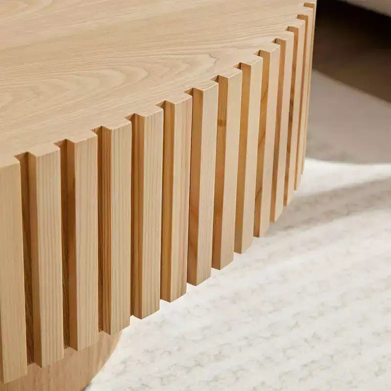 Table basse ovale/carrée minimaliste cannelée, table centrale d'appoint, frêne naturel/noyer/noir mat-ModernLuxe
