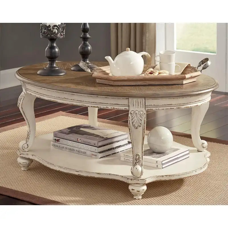 Table basse Realyn - blanc/marron - 48.13 W x 34 P x 19.88 H