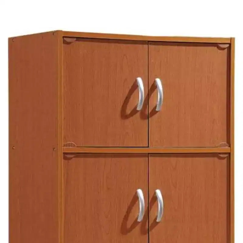 Bibliothèque-meuble de rangement fermé Hodedah HID44, robuste, avec 8 portes, à poser au sol, multifonction pour la maison et le bureau, finition bois de hêtre