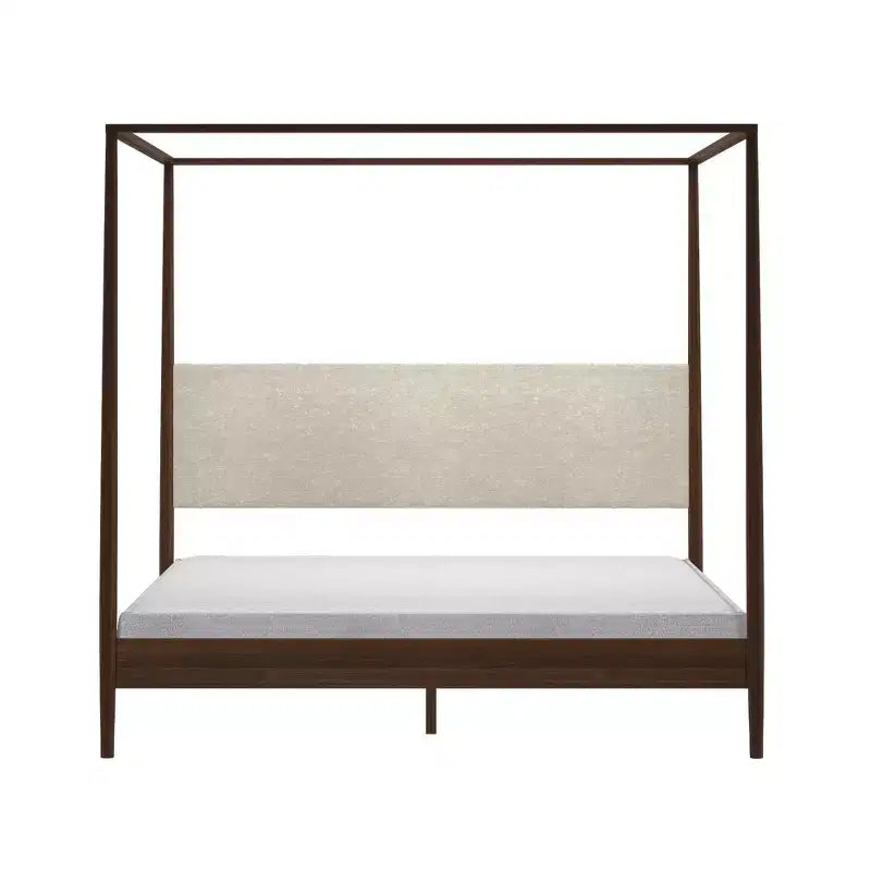 Harbor Himmelbett in King-Size mit gepolstertem Kopfteil, Blond/Swiss Coffee (MD2411-01)