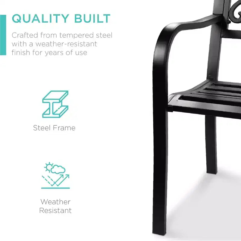 Best Choice Products Gartenbank aus Stahl für Terrasse und Veranda mit floral gestaltetem Rückenteil