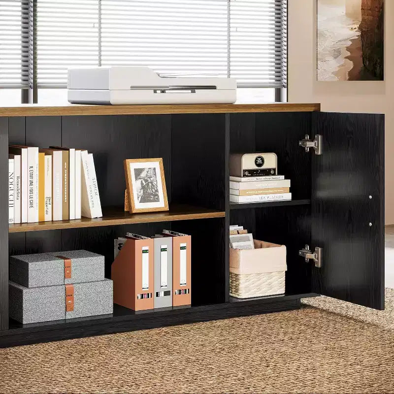 Lantine 85.8 L-vormig directiebureau, extra groot computerbureau voor kantoor met archieflades voor thuiskantoor