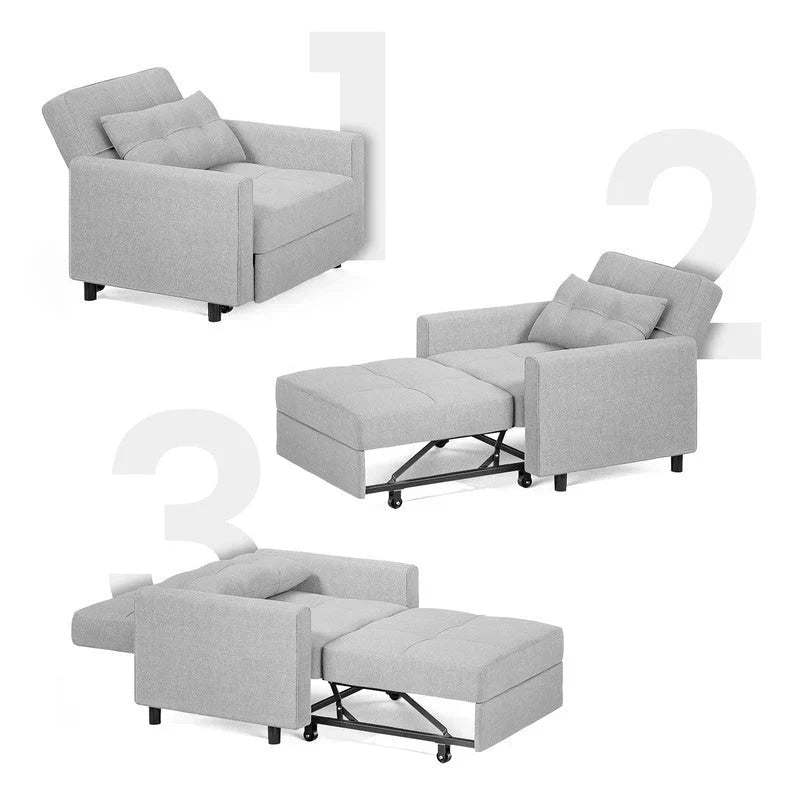 Divano letto trasformabile 3 in 1 con schienale regolabile, poltrona-divano estraibile, letto pieghevole convertibile per soggiorno