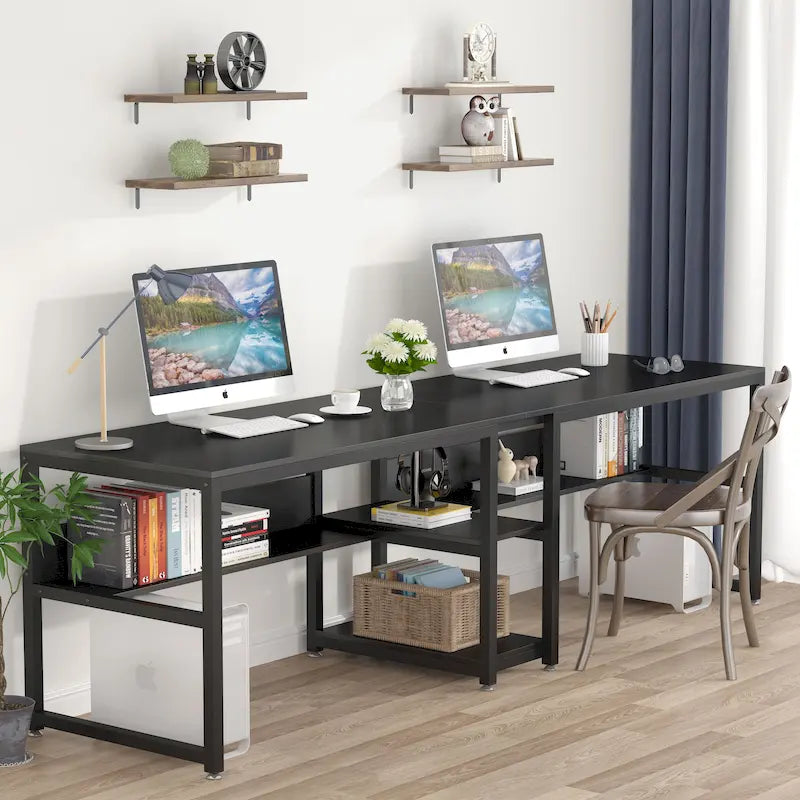 Scrivania doppia da 78.7 per due persone, con libreria