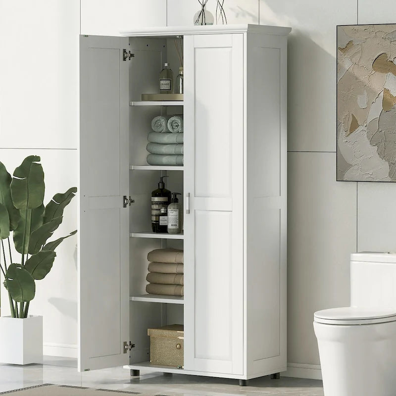 Mobiletto da bagno con due ante, ripiano regolabile, pannello in MDF