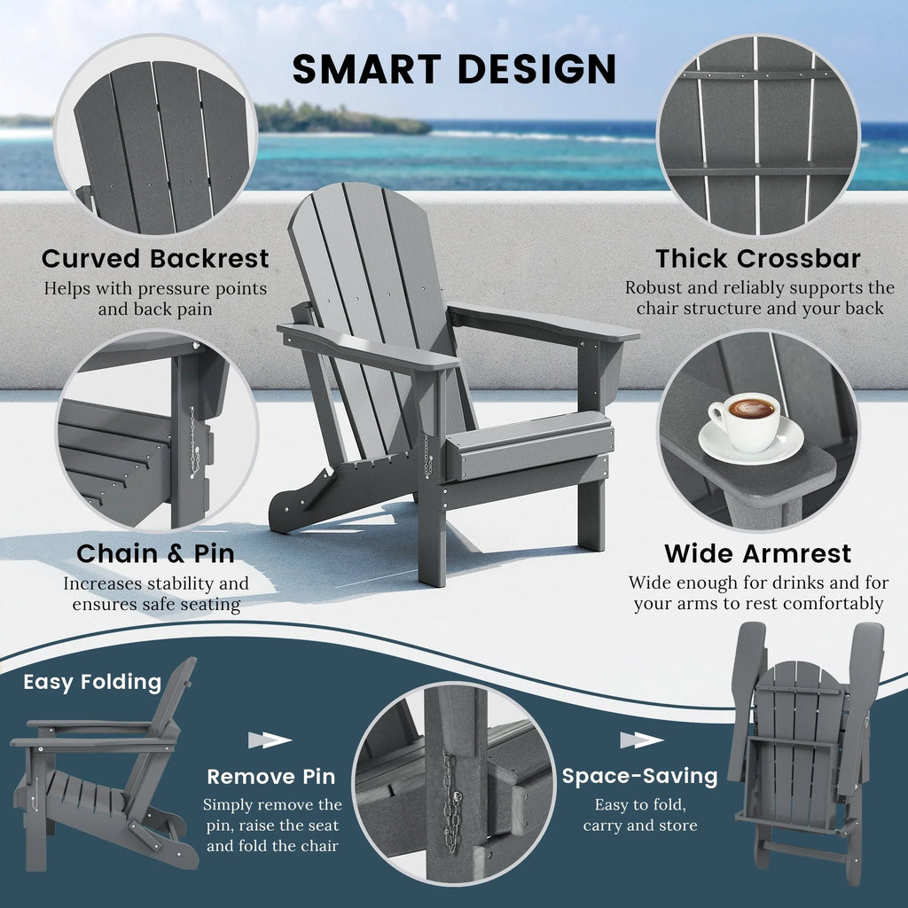 Polytrends Laguna Adirondack-Klappstuhl für die Terrasse, lichtecht und wetterbeständig