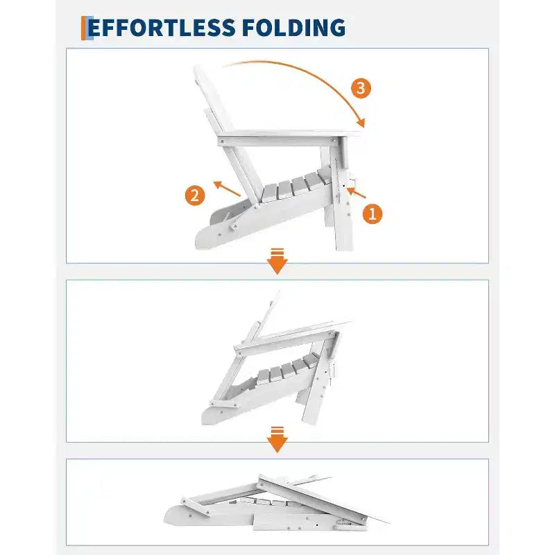 2er-Set klappbare Adirondack-Stühle mit Beistelltisch, HDPE-Kunststoff in Holzoptik, Tragkraft 380lbs, wetterfestes Outdoor-Set für Terrasse, Deck und Feuerstelle