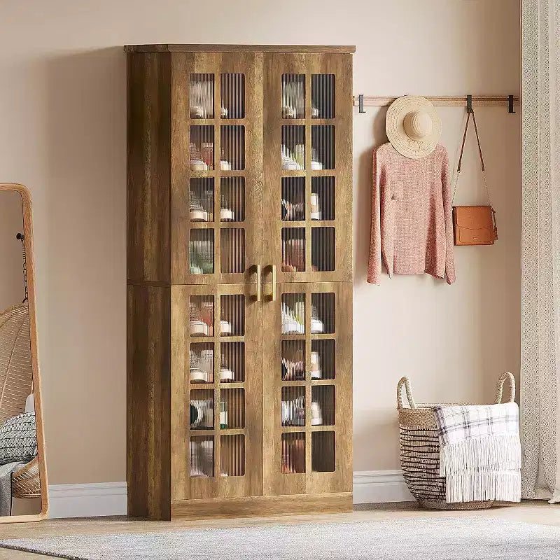 Hoher Schuhschrank von Lantine mit Türen, Schuhaufbewahrung mit 8 Ebenen und verstellbaren Einlegeböden, moderner Schuhschrank für Flur, Kleiderschrank und Wohnzimmer, Weiß
