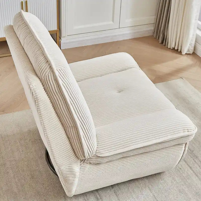 Drehsessel mit Cordbezug, Schaukelfunktion und Fußstütze fürs Wohnzimmer