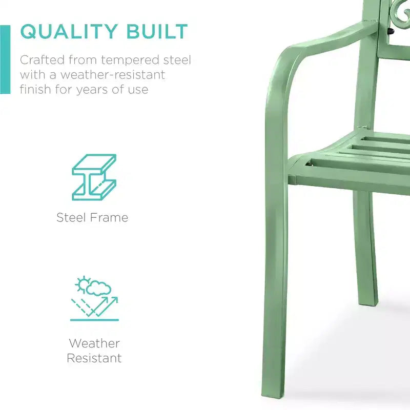 Best Choice Products Gartenbank aus Stahl für Terrasse und Veranda mit floral gestaltetem Rückenteil