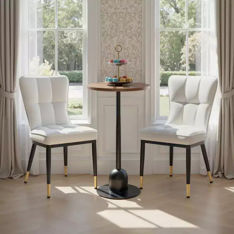 Bekrvio eetkamerstoelen set van 6, moderne gestoffeerde zitting van imitatieleer met hoge rugleuning, metalen poten, keukenstoelen zonder armleuningen voor woon- en eetkamer