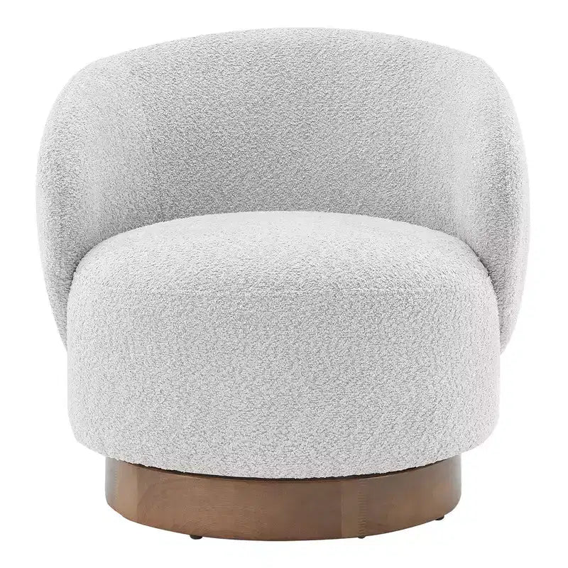Spruce&Spring gestoffeerde draaibare fauteuil met kuipvormige rugleuning en houten onderstel