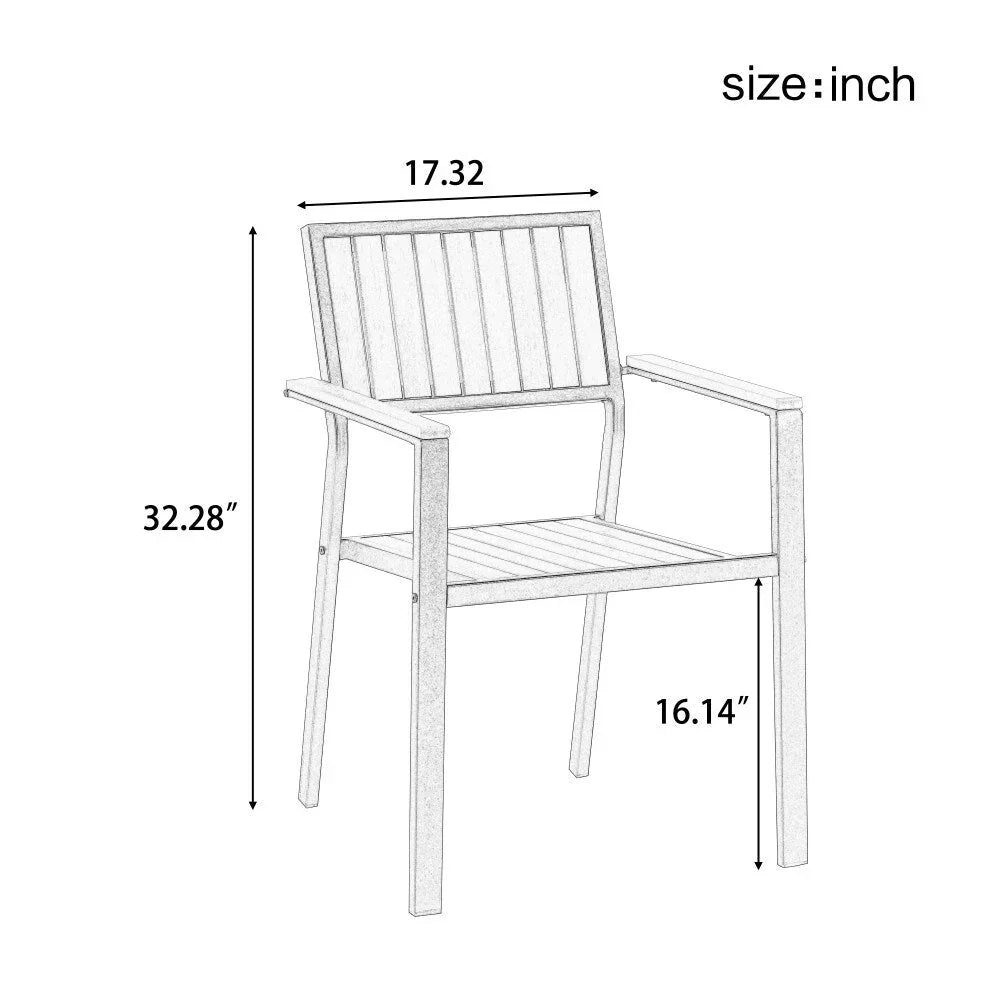 Set da pranzo da esterno moderno da 7 pezzi con sei sedie e un tavolo allungabile per il patio