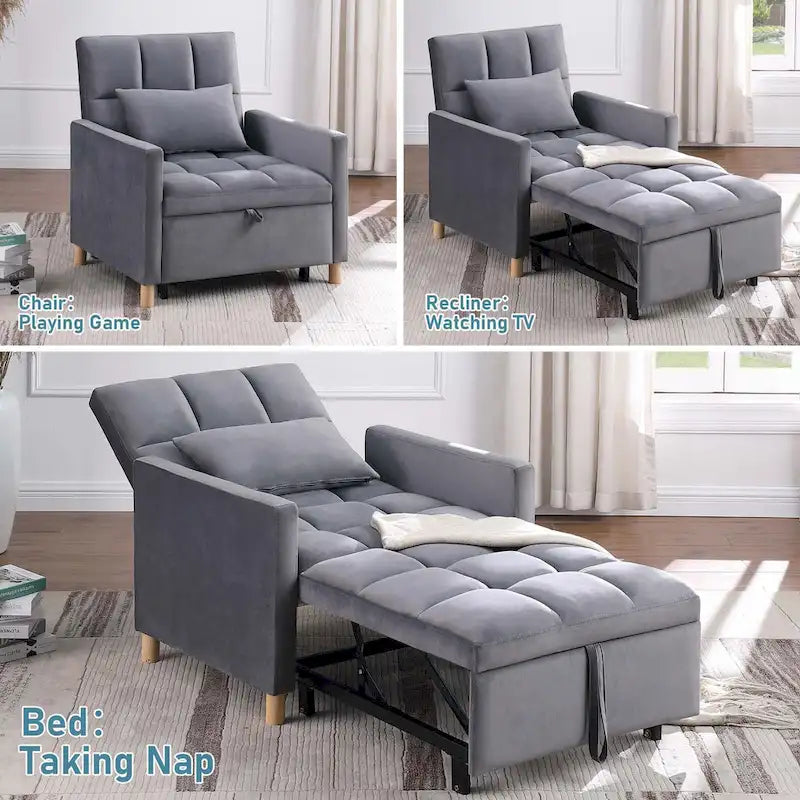 Fauteuil-lit convertible Aukfa, fauteuil une place avec oreiller