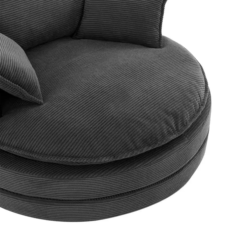 Fauteuil d’appoint pivotant à 360°, fauteuil tonneau rond pivotant avec coussin pour le salon