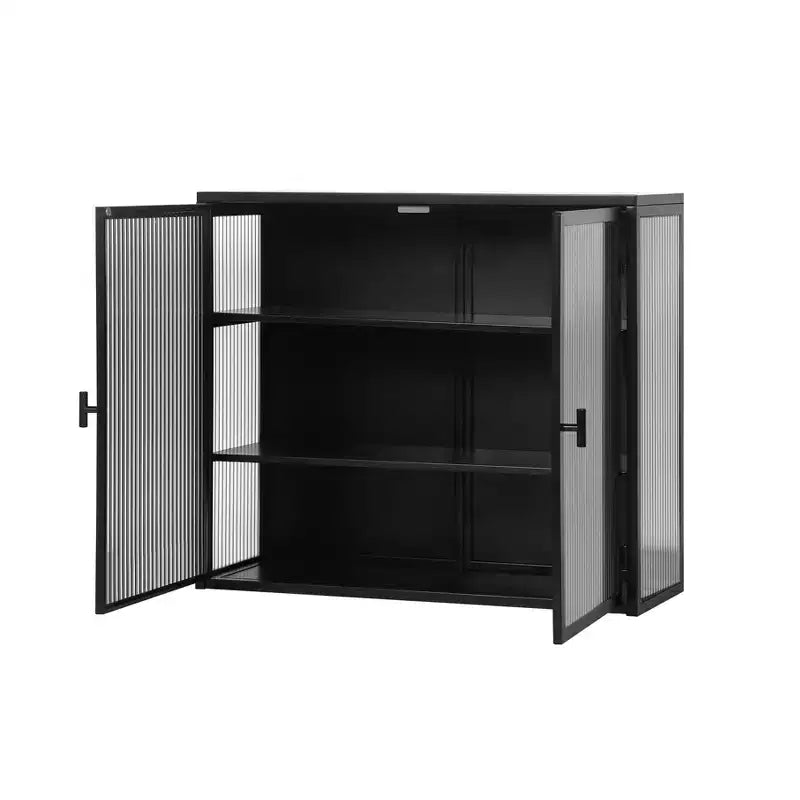 Okak moderner Hängeschrank mit 2 Türen, 3 Ebenen und Glastüren für Eingangsbereich/Esszimmer/Wohnzimmer/Küche