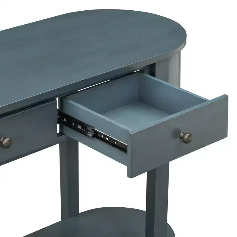 Tavolo consolle rustico Whisen, tavolo da ingresso e tavolino laterale con frontale del cassetto scanalato