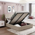 Polsterbett in Queen-Size mit hydraulischem Stauraumsystem - Beige
