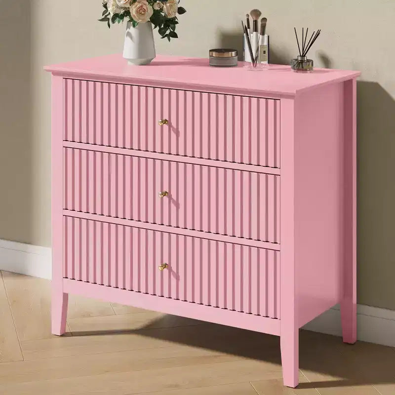 Commode Heynemo à 3 tiroirs, table de chevet en bois peint de 30 pouces de hauteur avec rangement, large commode moderne avec coulisses à billes