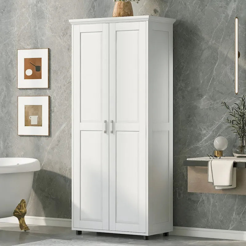 Mobiletto da bagno con due ante, ripiano regolabile, pannello in MDF