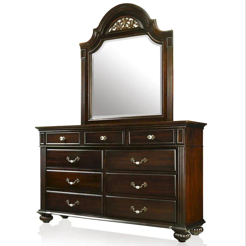 Vame set tradizionale da 2 pezzi con cassettiera a 9 cassetti e specchio, di Furniture of America